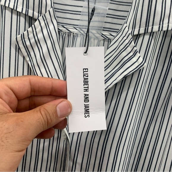 Elizabeth And James Womens Shirt Tunic Dress Short Sleeve Striped Black White XL - Picture 3 of 15